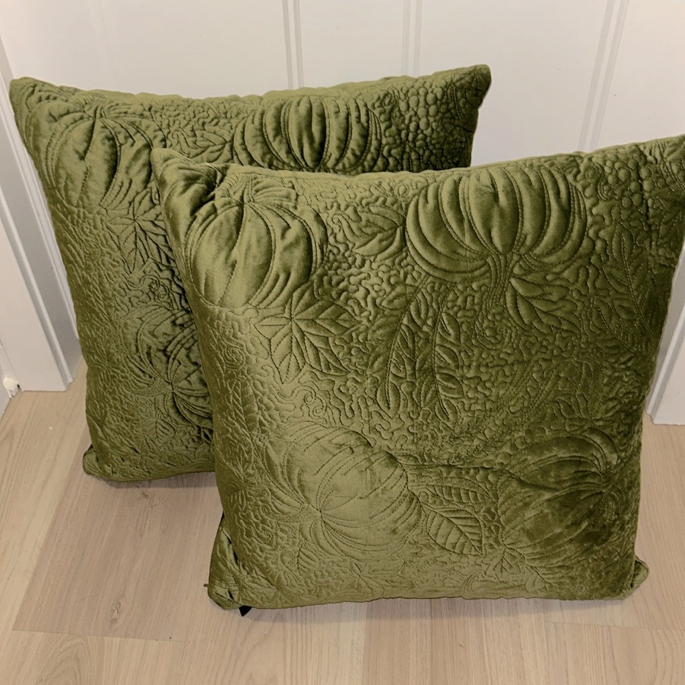 TAHARI HOME Down Alternative Pillows Green NWOT Decorative Plush Textured